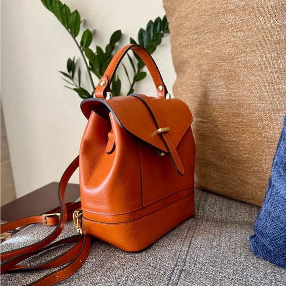 Divina Firenze Orange Leather Backpack/Satchel - Picture 5 of 9